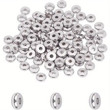 about 500pcs Tarnish Resistant 304 Stainless Steel Spacer Beads Flat Round