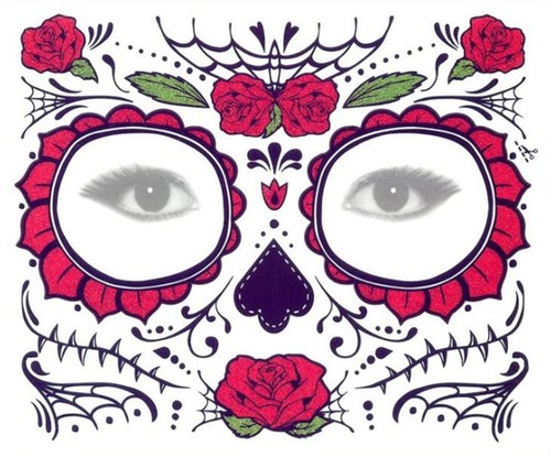 Day of the Dead Temporary Face Tattoo Sheet Halloween Costume Make Up 150*125mm - Bild 19 von 20