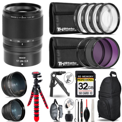 Nikon NIKKOR Z 17-28mm f/2.8  Lens - 3 Lens Kit + Tripod + Backpack - 32GB Kit