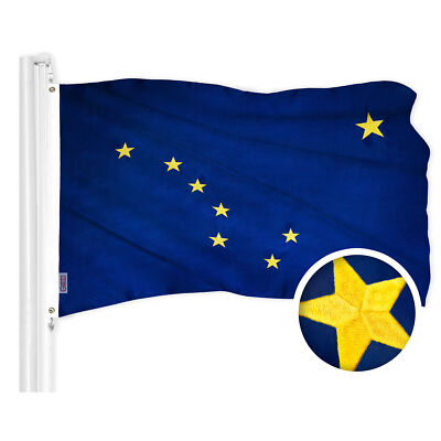 G128 Alaska AK State Flag 3x5 Ft ToughWeave Series Embroidered 300D Polyester