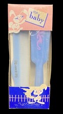 Vintage Child Doll Brush Comb Set DuPont Nylon Original Box NOS Blue Display