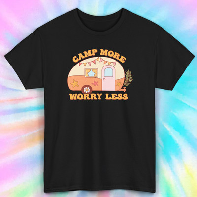 Camp More Worry Less Tee | Retro Camper & Outdoor | Adventure T-Shirt | S-5XL