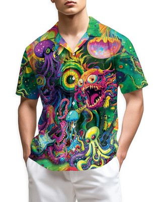 Psychedelic Octopus Guitar Hawaiian Shirt