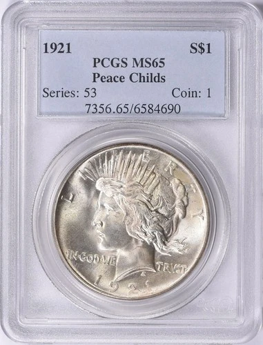 1921 $1 Peace Dollar PCGS  MS 65 * Childs Collection * STUNNING GEM BU ++!