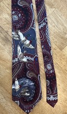 Van Heusen 417 All Silk Neck Tie Ducks Mallard Paisley Made In USA 58” long 4” W