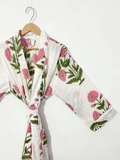 "Indian Trendy Print Cotton Kimono Robe | Spa Gown | Lightweight Loungewear"