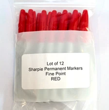 Lot of 12 Sharpie 30002 RED Permanent Markers Fine Point Bullet Tip NEW
