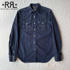 RRL Dark Blue Double RL Denim Western Shirt Concho Button Free Shipping Japan