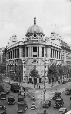 The exterior of Gaiety Theatre on corner of Strand in London after- Old Photo