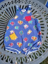 Vintage Gymboree Rainbow Tag Bubble Romper Overalls Primary Color Block X-Small