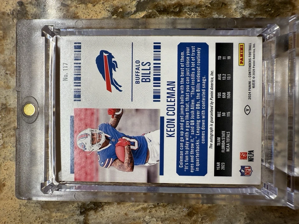 Boleto Panini Contenders 2024 - Boleto de novato línea de gol Boleto Keon Coleman RC/5 Foto 2 de 4