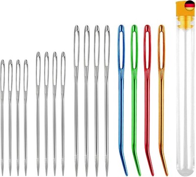 iCovalescent 16 Pcs Large-Eye Needles, Tapestry Needle, Darning Needle, Crochet