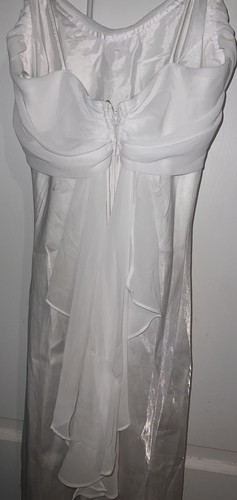 Betsy & Adam Vintage 90s White Shimmer Wedding Bridal Prom Evening Dress Gown 4 - Picture 7 of 21