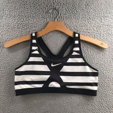 Nike Pro Classic Circle Dri-Fit Sports Bra Womens XL Black Striped Racerback