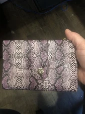 Samantha Brown purple Snakeskin Wallet, Brand New, Shoulder/Wristlet Straps Incl