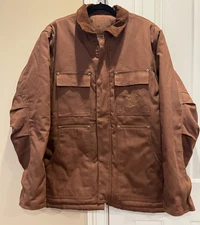 NRA 1871 Mens size L Brown Canvas Heavy Embroidered Eagle Zip Snap Jacket NWOT