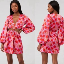 Women’s SHOW ME YOUR MUMU Christina Mini Floral cutout long sleeve dress- Size L