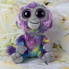 Ty Beanie Boos Monkey ZURI Purple Multicolor Plush Tie-dye Stuffed Animal 2019