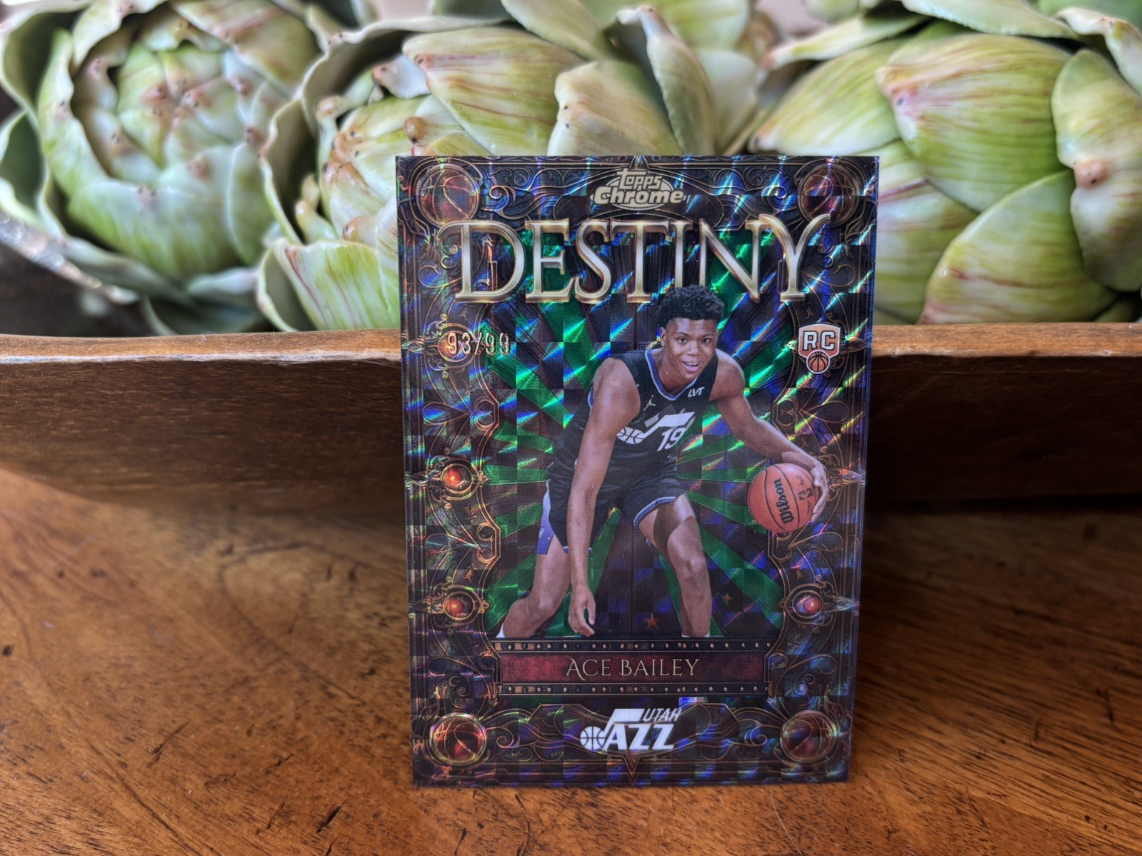 2025-26 Topps Chrome Basketball Ace Bailey Destiny Green Geometric /99 Jazz D-5