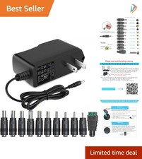 Safe and Durable 12V Power Supply 1A with 11 DC Plug Tips - Certified