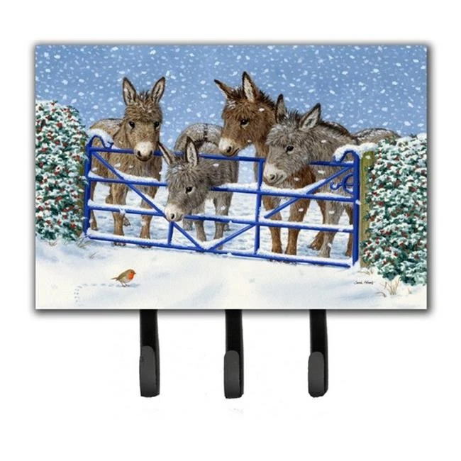 Donkeys And Robin At The Fence Leash Or Key Holder - Thumbnail 2