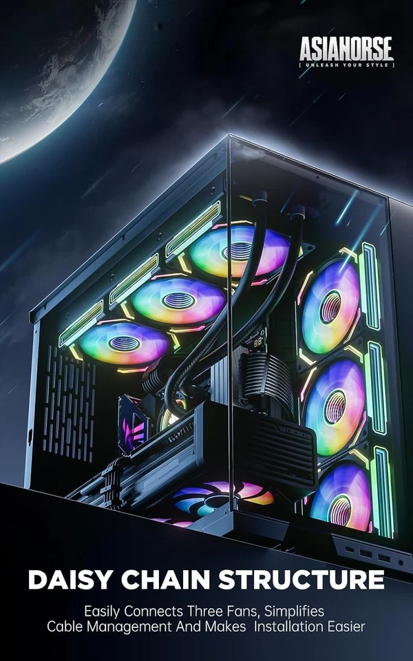 120mm RGB Fans for PCs - Dynamic Lighting & Efficient Cooling with FBD Design - Image 4 of 4