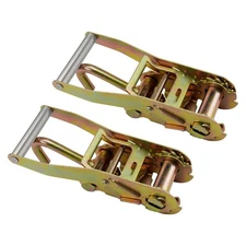 Ratchet Tie Down Straps 2-inch with J-Hook for Car Trailer 2 Pack Set