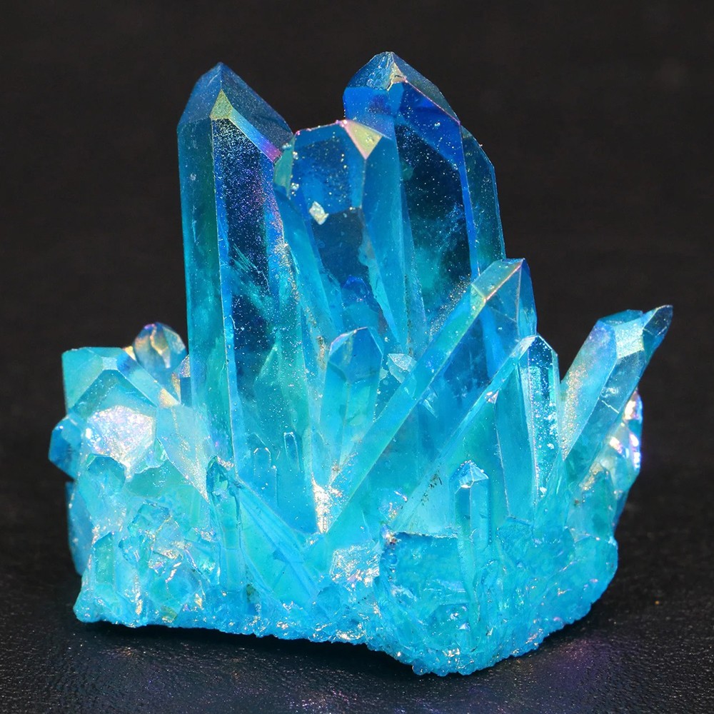 80-100g Titanium Aura Blue Crystal Stone Rainbow Healing Cluster Rock Decor Gift