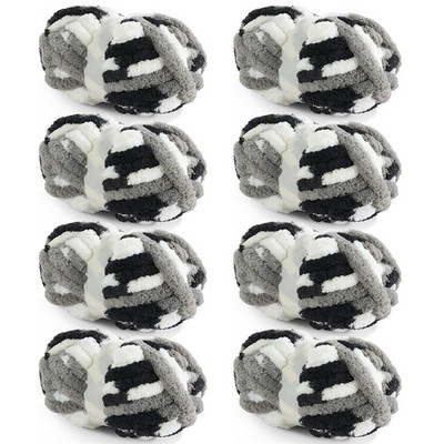 HOMBYS 8 Pack Giant Chunky Yarn for Crocheting/Hand 8 Pack, Black,White,Grey 
