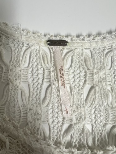 Free People Vestito Donna Taglia L Bianco Uncinetto Spiaggia Cami Cottage Fata Romantico - Foto 11 di 12