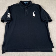 Polo Ralph Lauren Big Pony Black Polo Shirt Mens 2XB Preppy Patch 2 Collared Y2K