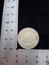 1890 German 20 Pfennig Coin - mint marked  A for Berlin (B62)