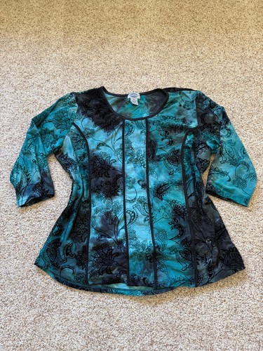 Vintage Y2K 2000s Dark Whimsy Goth Emo Cottage Cute Floral Top XL Sienna Grace