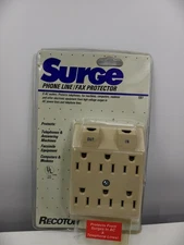 Recoton T81 Surge Phone Line Fax Protector 6 Outlet Wall Tap Beige New Sealed