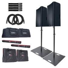 QSC K12.2 K2 Series 12" Active Powered DJ PA Speakers Pair w Black Stands Set