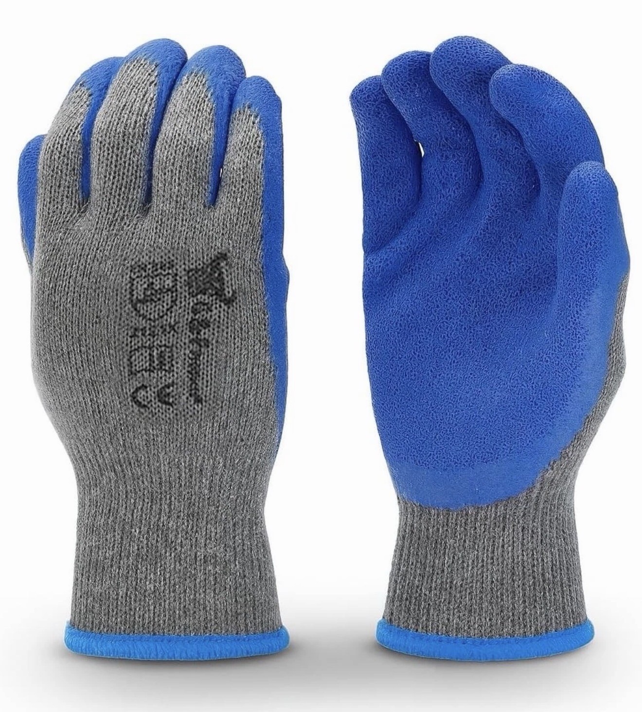 G & F Products 10 Pairs Large Rubber Latex Double Coated Work Gloves Blue