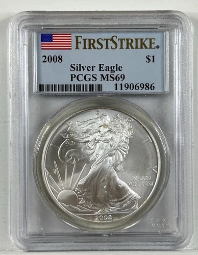 2008 American Silver Eagle PCGS MS69 First Strike ASE #11906986