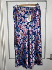 RIXO Ardith Cara Floral Devore Blue Midi Skirt UK 16 XL BNWT £285