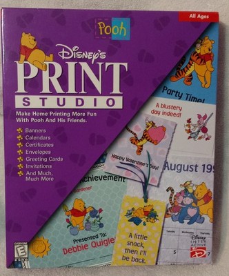 Disney s Winnie The Pooh Print Studio PC CD Windows 95, 3.1 or later 19 Projects