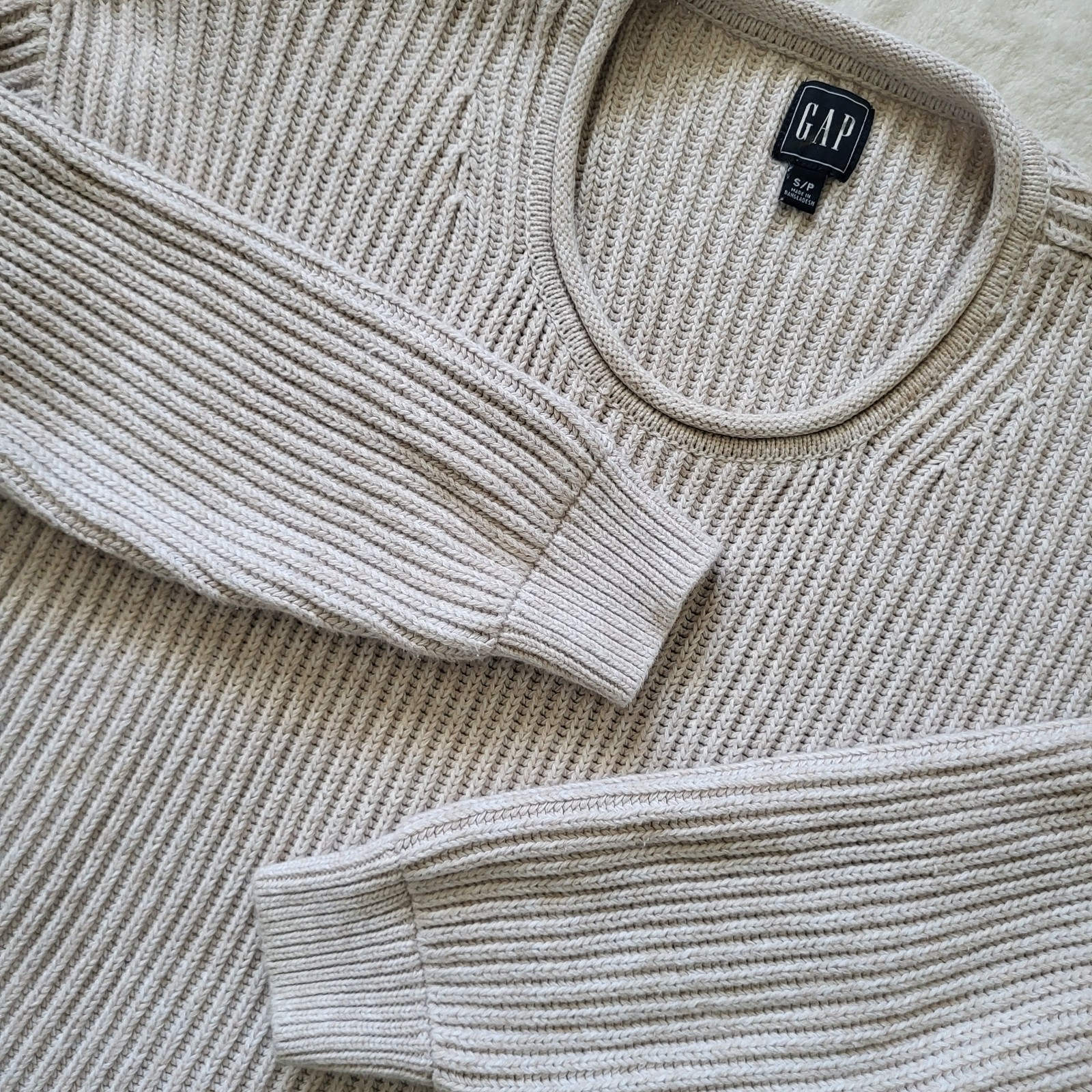 Gap Sweater Women's Size S Ivory Beige Long Sleeve Scoop Neck Preppy Classic