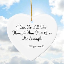 Bible Verse Ceramic Ornament - Christian Faith Ornament- Inspirational Gift