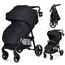Baby Stroller Foldable High Landscape Infant Carriage W/ Foot Cover Adjustable