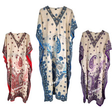 Women Casual Beach Kaftan Dress Short Sleeve Loungewear Caftan Swimsuit Cover Up