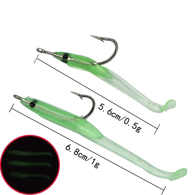 40 PIEZAS Plantillas suaves brillantes señuelos de pesca ganchos de plantilla noche luminosa cebo de baño de agua salada Foto 2 de 4