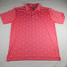 FootJoy Polo Shirt Mens XL hole-flag Print Golf Performance Lightweight Summer