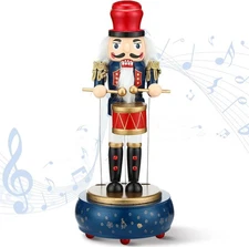 Jetec Nutcracker Music Box Wooden Nutcracker Soldier Toy Handmade Nutcracker Fig