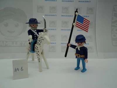 PLAYMOBIL vintage nordistes western général cavalerie soldat set 3306 de 1987 #1 - Photo 1/4