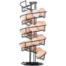 Spiral Design Metal Egg Skelter Dispenser Rack Storage Display Rack Black
