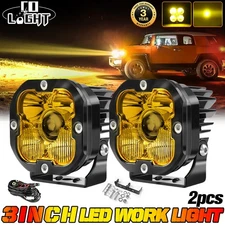 AUXBEAM 2PCS LASER 3" LED Work Light Amber Beam Spot Pods Offroad Driving Lights
