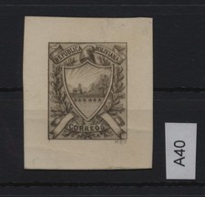 Bolivia 1863-65 Riester essay Proof in brown color on white card,FAULTS but RARE